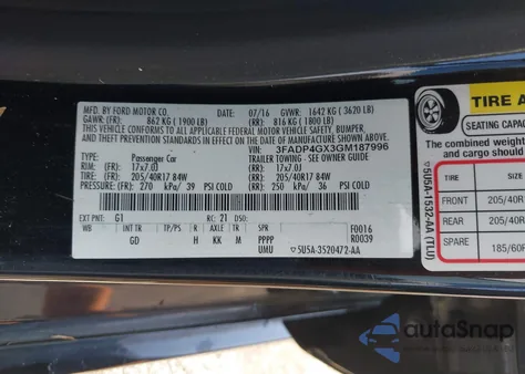 2016 Ford Fiesta St from USA, damaged, VIN 3FADP4GX3GM187996